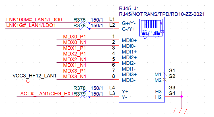 RJ45原理图